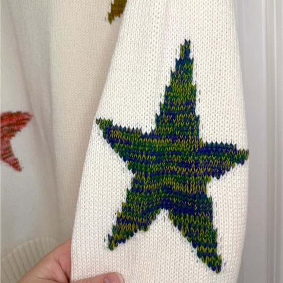 Rails Zoey Intarsia Star Cotton & Cashmere Sweater Ivory Rainbow Size M, NWOT - Picture 8 of 16
